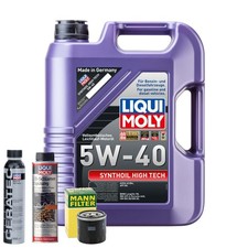 Motoröl 5W40 LIQUI MOLY Synthoil High Tech 5L +MANN Ölfilter +Spülung +Cera Tec