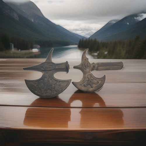 Vintage decorative Battle Axe Wall Decor Lot 2 Cast Metal Gothic