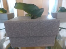 Lalique Green Jumping Frog - Grenouille Vert - Crystal Glass Box Repaired Foot
