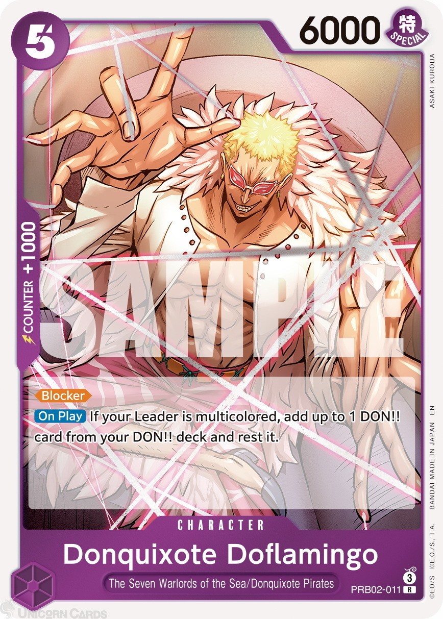 PRB02-011 Donquixote Doflamingo : Rare Foil English One Piece TCG Card : PRB02: