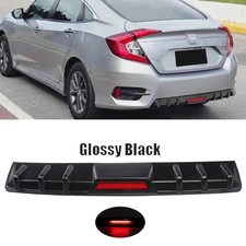 Black Rear Bumper Diffuser Lip Splitter Wled Brake Light For Honda Civic Sedan