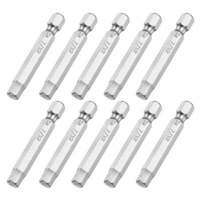 1/4'' Hex Shank 7/32'' Magnetic Hex Screwdriver Bit, S2 Steel 2'' Length, 10 Pcs