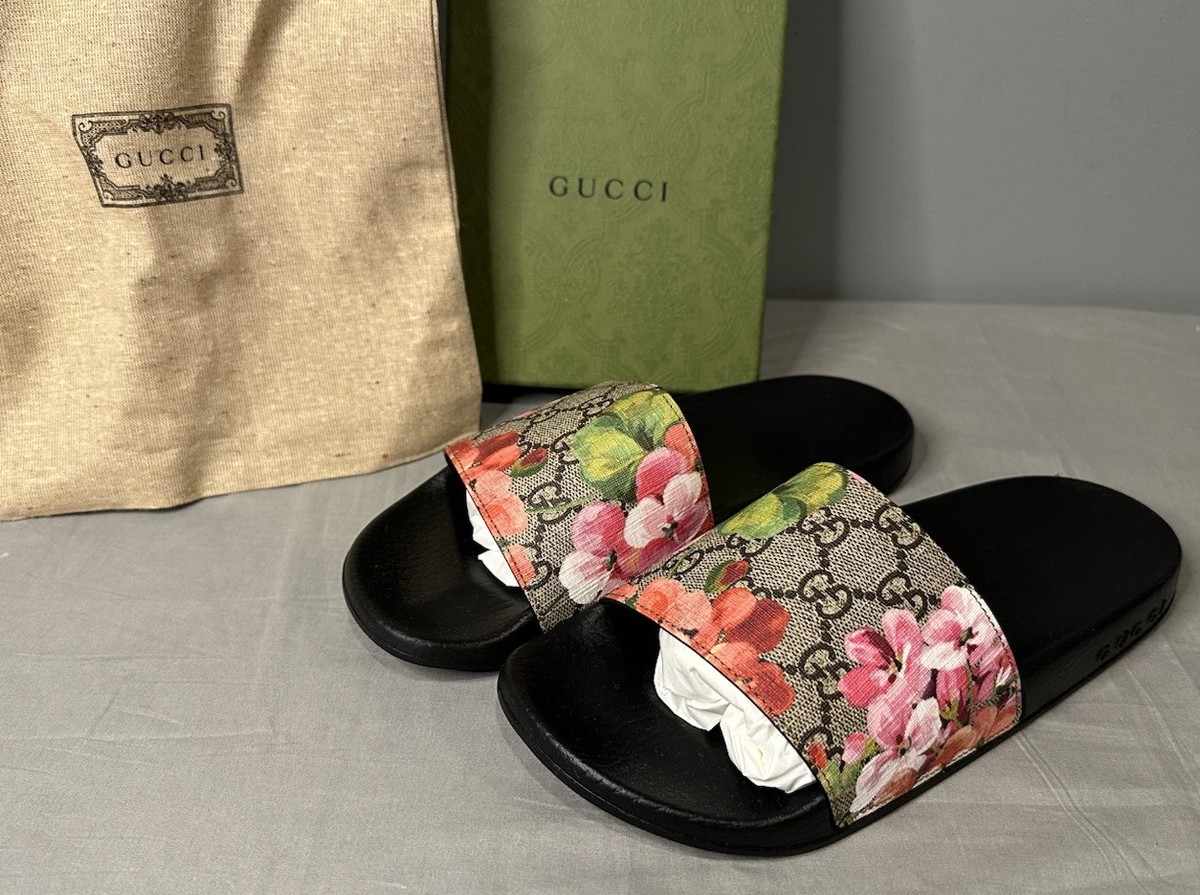 Gucci GG Bloom Supreme Floral Slides Women's Size 37 (US 7