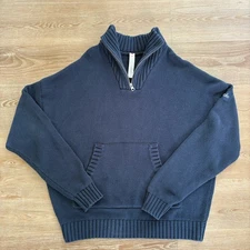 ALO Yoga Cashmere 1/4 Zip Pullover in Dark Blue - Size Large