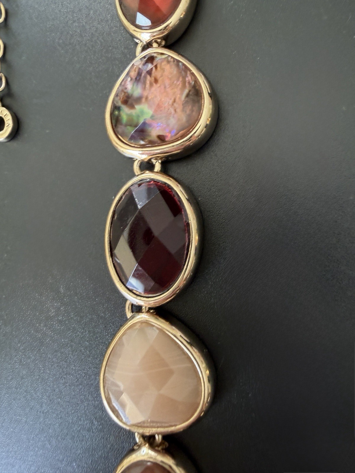 Anne Klein Multi Stone Abalone Shell Necklace Gol… - image 9