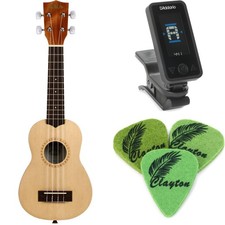 Kala KA-15S-S Spruce Top Soprano Ukulele Essentials Bundle - Satin Mahogany