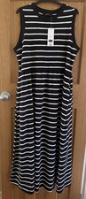BRAND NEW F&F NAVY BLUE & WHITE DRESS COTTON SIZE M