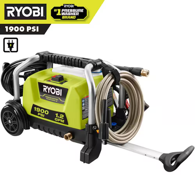 #ad Ryobi 1900 Psi 1 2 Gpm Cold Water Wheeled Corded Electric Pressure Washer $198.82