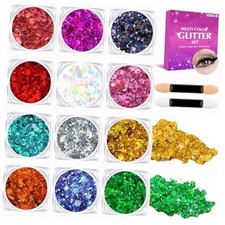 Body Hair Face Glitter for Women Teen Girls, 12 Colors Face Painting Makeup