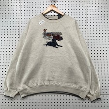 Vintage Black Labrador Retriever Sweatshirt Mens XL Beige Farm Embroidered