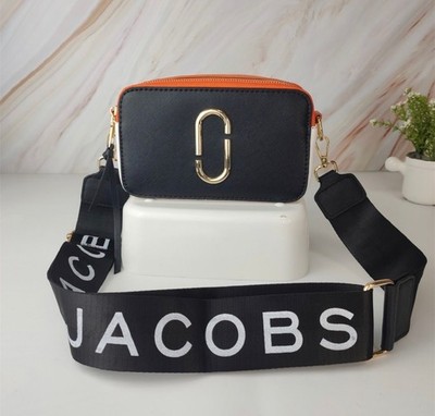 Marc Jacobs Black Small Crossbody Bag Colorblock Logo Strap Gold Hardware Zip