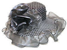 Womens Kentucky Derby Church Dress Hat Wide Brim Black Silver Tea Party Wedding