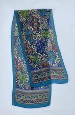 STUNNING women  s Pure Silk Vibrant Sheer Floral Lightweight Scarf 61"/13" EX.CON