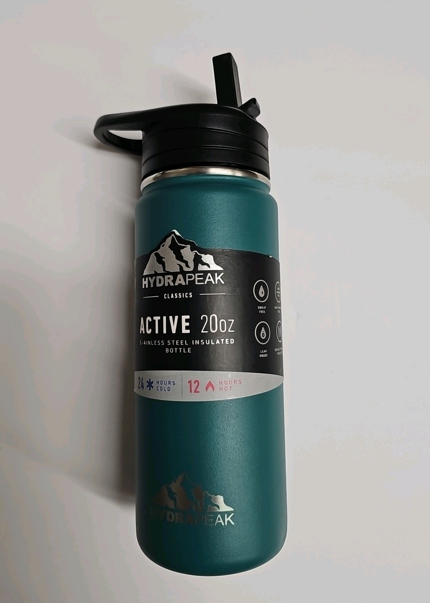 Hydrapeak Active 20oz Insulated Stainless Steel Water Bottle – No Straw