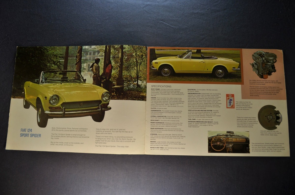 1972 Fiat 124 Catalog Brochure Spider Coupe Wagon Special Sedan