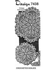 Vtg Crochet Pineapple Doily Pattern 3 sizes small large, Mail Order Design 7438