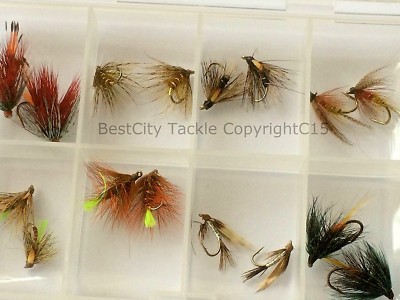 Mouche Pêche Irlandais Mouillé 16 Ensemble En Gratuit Boîte à Tailles 10-14 #313