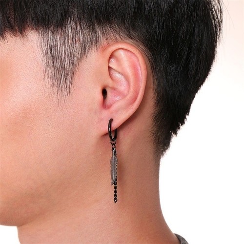 Stainless Steel Black Color Earrings Men Fashion Jewelry Punk Rock Clip Earring - Picture 9 of 26