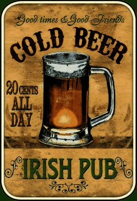 Blechschild 18x12 Bier Irish Pub gold beer good times Wand Deko Bar Kneipe Samml