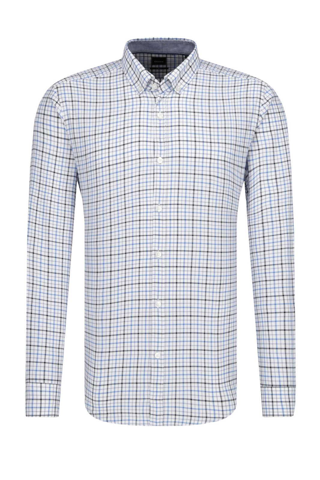 Облегающая рубашка с длинным рукавом в клетку Rikard_53 50420971 от HugoBoss СинийБелый размер M 15090₽
