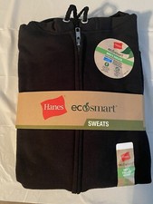 Hanes EcoSmart Men's Full-Zip Black Fleece Hoodie M Size