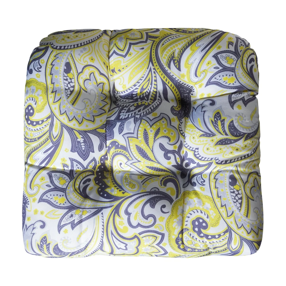 Cojín acolchado para patio asiento acolchado estampado cojín para silla de exterior amarillo cachemir floral paquete de 2 Foto 3 de 4