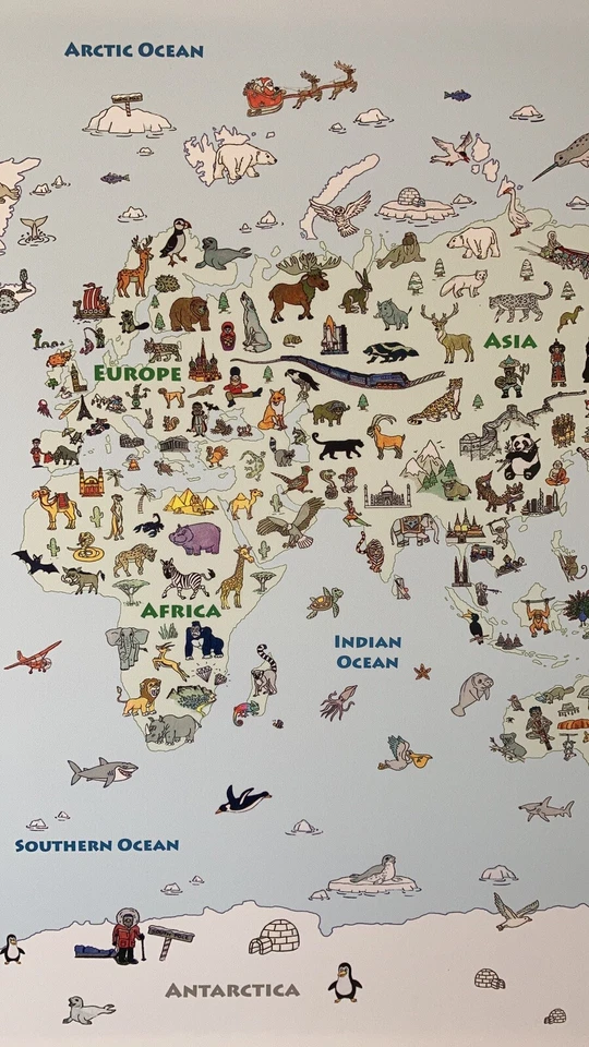 Lienzo de mapa del mundo para niños 100x75 cm Foto 3 de 4
