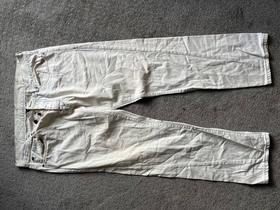 Pantalones de mezclilla Armani Exchange para hombre blanco roto algodón desgastado pierna recta talla 36S Foto 4 de 4