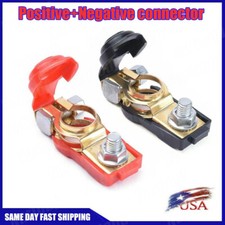 2 Car Battery Terminal Connector top Post Positive Negative Heavy Duty Universal