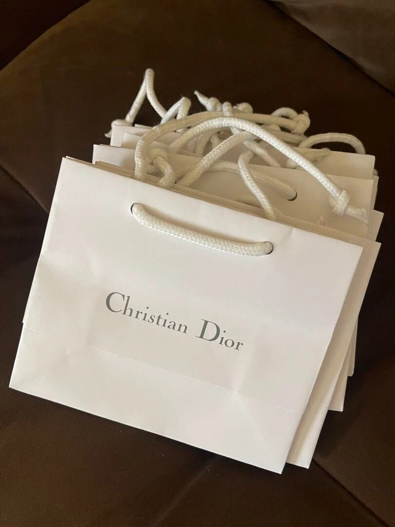 Pack de 9 sacs cadeaux Christian Dior ancien logo blanc papier vide shopping article rare