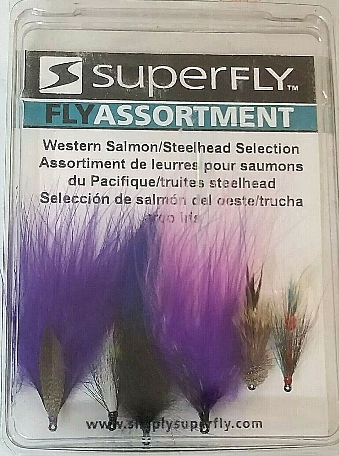 SUPERFLY WESTERN SALMON/STEELHEAD FLY ASSORTMENT 6 FISHING FLIES PURPLE