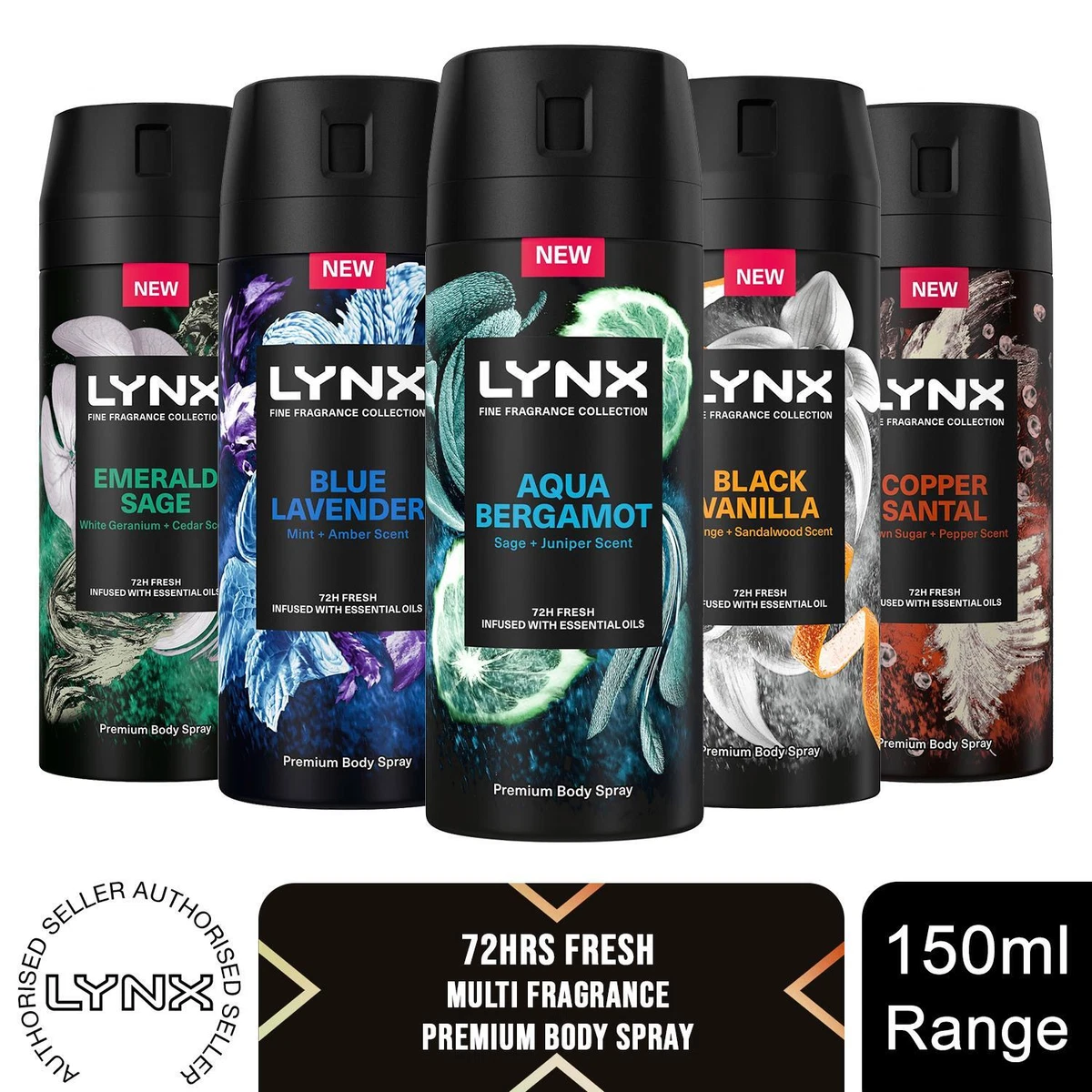 Lynx Fine Fragrance Collection 72H Fresh Premium Deodorant Body 