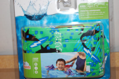 NIP Kids Speedo Armbands Ages 2-12 Printed begin to swim blue green boys