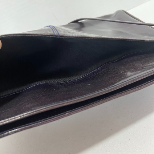 Portofino Collection Dark Purple Black Leather Handbag Purse - Picture 6 of 12