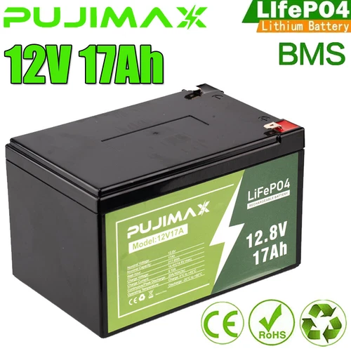 12V 17Ah Rechargeable LiFePO4 Lithium Battery Built-in BMS 4000+ Deep Cycles