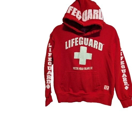 Womens Lifeguard Hilton Head Island. SC Red Hoodie Sweatshirt Size Med