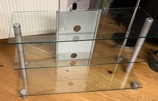 TV Phonoschrank für Fernseher aus Glas/Metall 3 Etagen