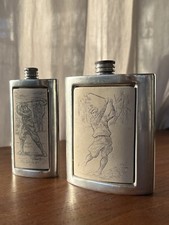 Flachmann Set English Pewter Sheffield England Golf Golfer Flask