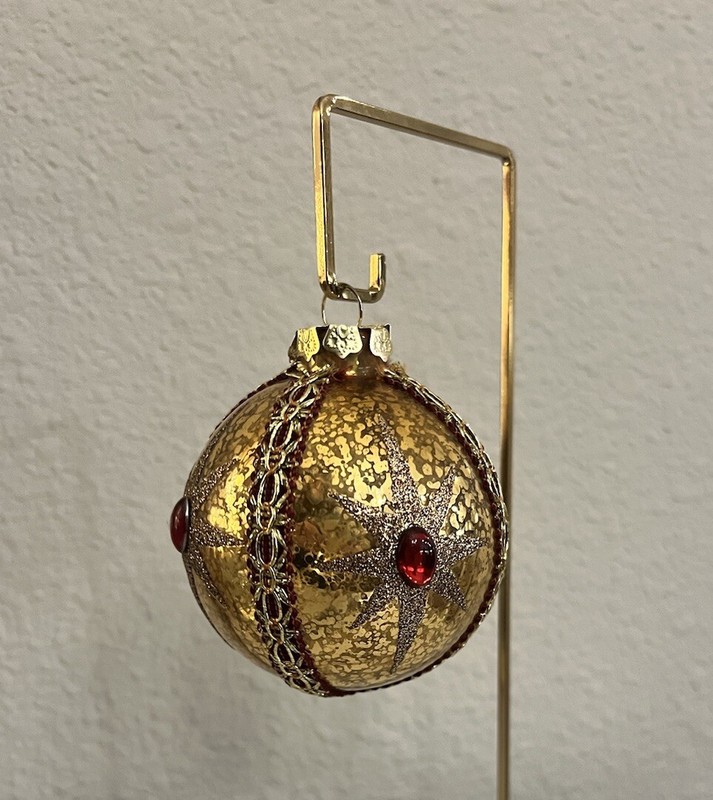 VGUC Pier 1 Imports Red and Gold Glass Ornament