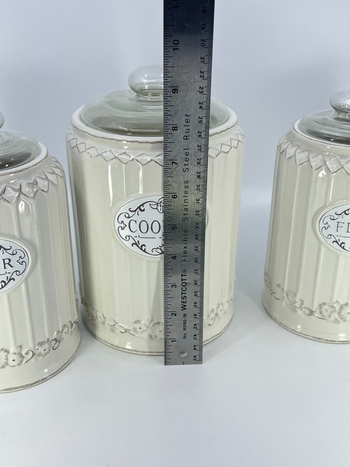 6pc Pier 1 Imports French kitchen Canister Set Sugar, Cookies, Flour
