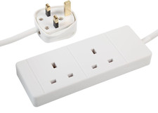 2 Gang Way Extension Lead Power Cable 1M 0.25M 0.5M 13A BS1363/A