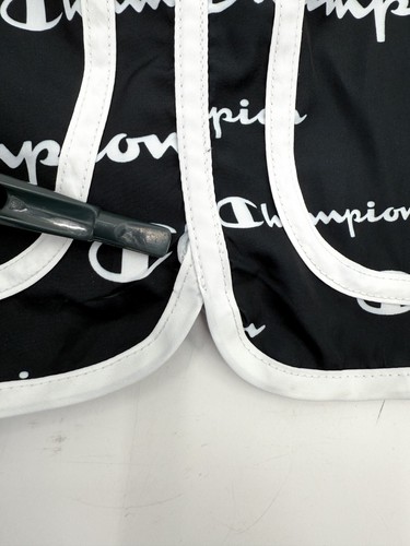 Champion Shorts Girls Youth Extra Large Black Lined Allover Logo Active Workout - Picture 12 of 16