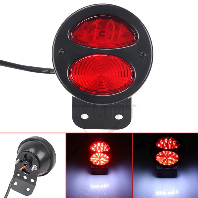 Black License Plate STOP Brake Tail Light For Harley Road King