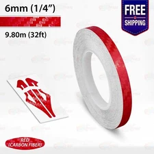 CARBON FIBER RED 1/4" PIN STRIPE Car Model Motorcycle TAPE Vinyl Sticker 6mm