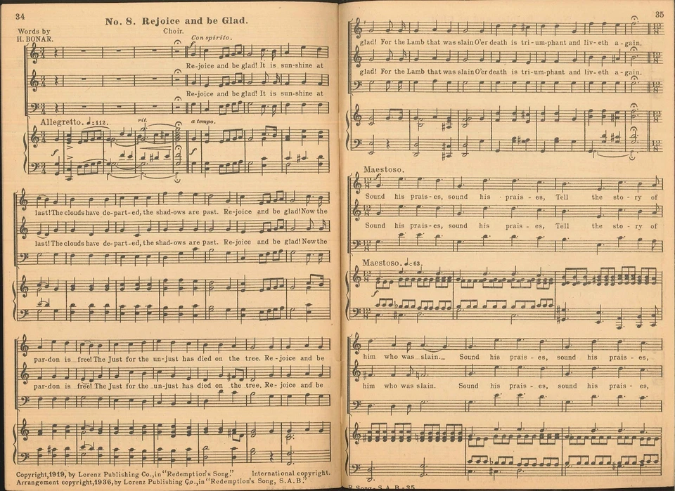Holton Redemption's Song Easter Choir Cantata Sheet Music SAB Piano 1936 Lorenz - Image 4 of 4