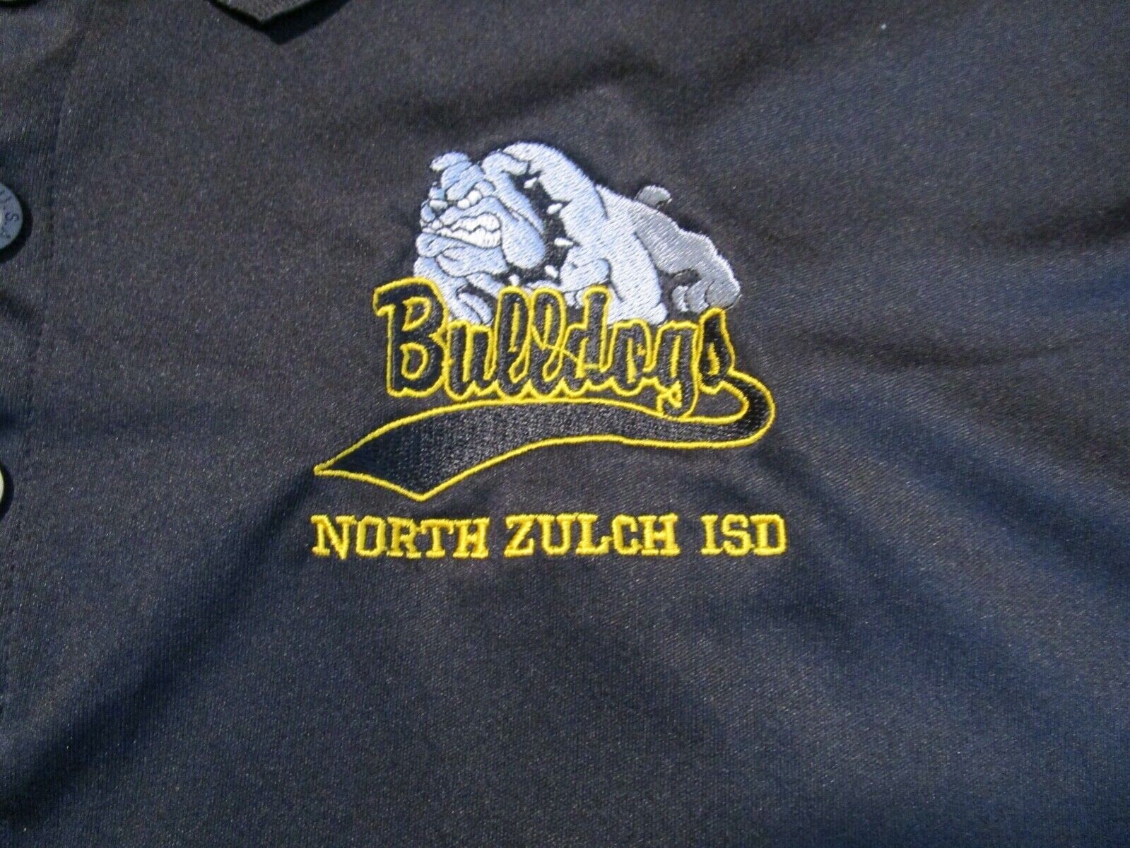North Zulch ISD Texas Black Mens Polo Shirt Short Sleeve Bulldogs Logo