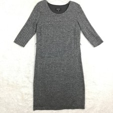 R&M Richards Womens Sweater Dress Ribbed Knit Gray Heather Below Knee 6