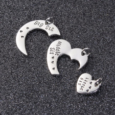 Sisters Pendants BIG SIS MIDDLE SIS LIL SIS Puzzle Heart Charms