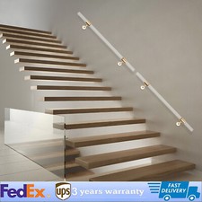 Pair Acrylic Handrail for Indoor Stairs Wall Mount Railing with Golden Bracket