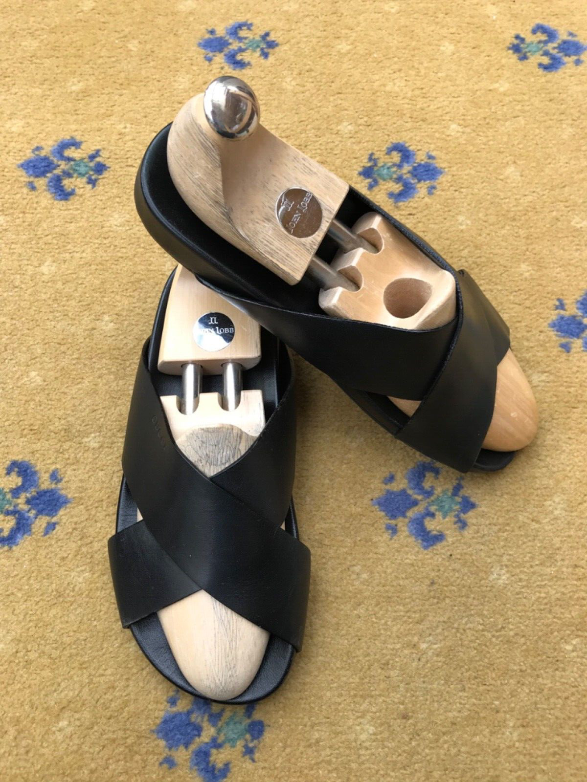 Gucci Sandals Shoes Leather Strap UK 7 US 8 EU 41 Mens Black Crossover thumbnail 4